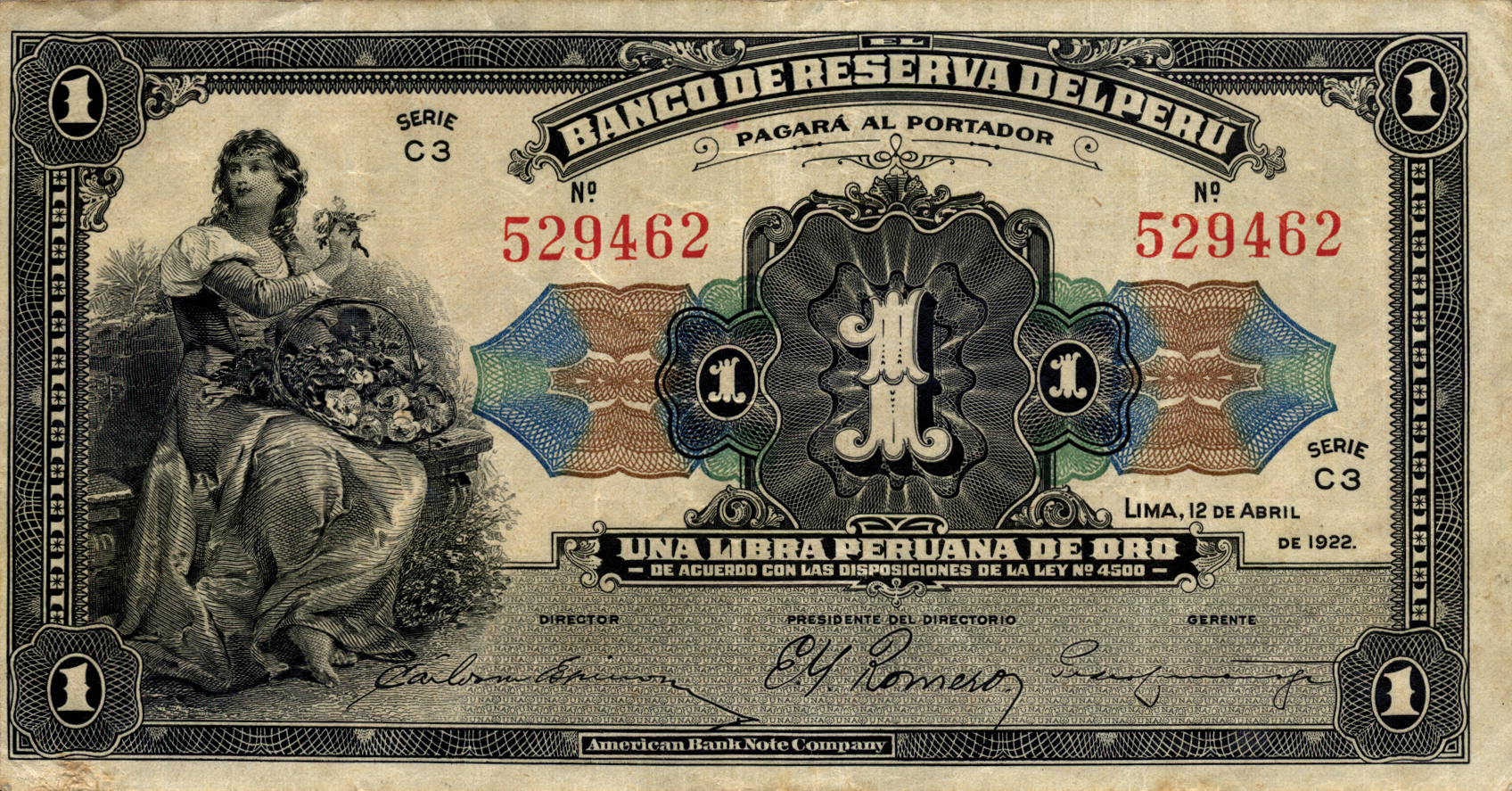 1 LIBRA DE ORO PERU 1922