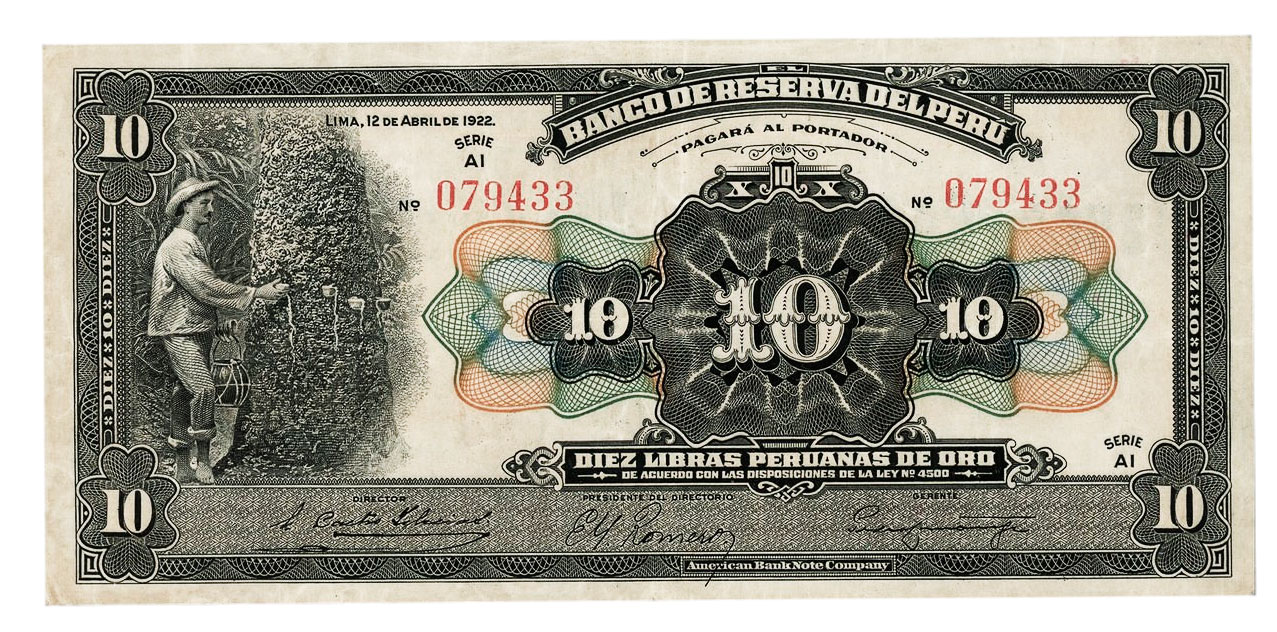 10 DIEZ LIBRAS DE ORO PERU 1922