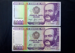 LOTE BILLETES ANTIGUOS INTIS PERU