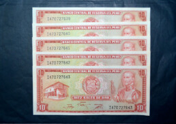 LOTE BILLETES ANTIGUOS SOLES DE ORO PERU