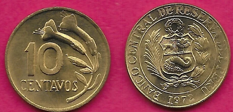 MONEDA 10 CENTAVOS 1972 PERÚ