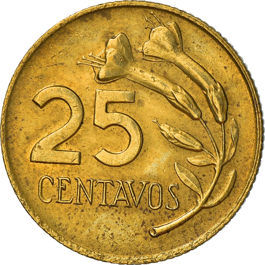MONEDA 25 VEINTICINCO CENTAVOS 1967 PERÚ