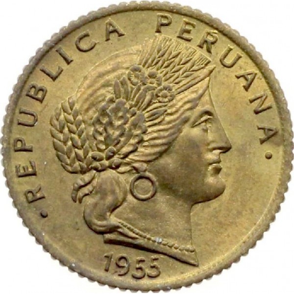 MONEDA 5 CENTAVOS 1955 PERÚ