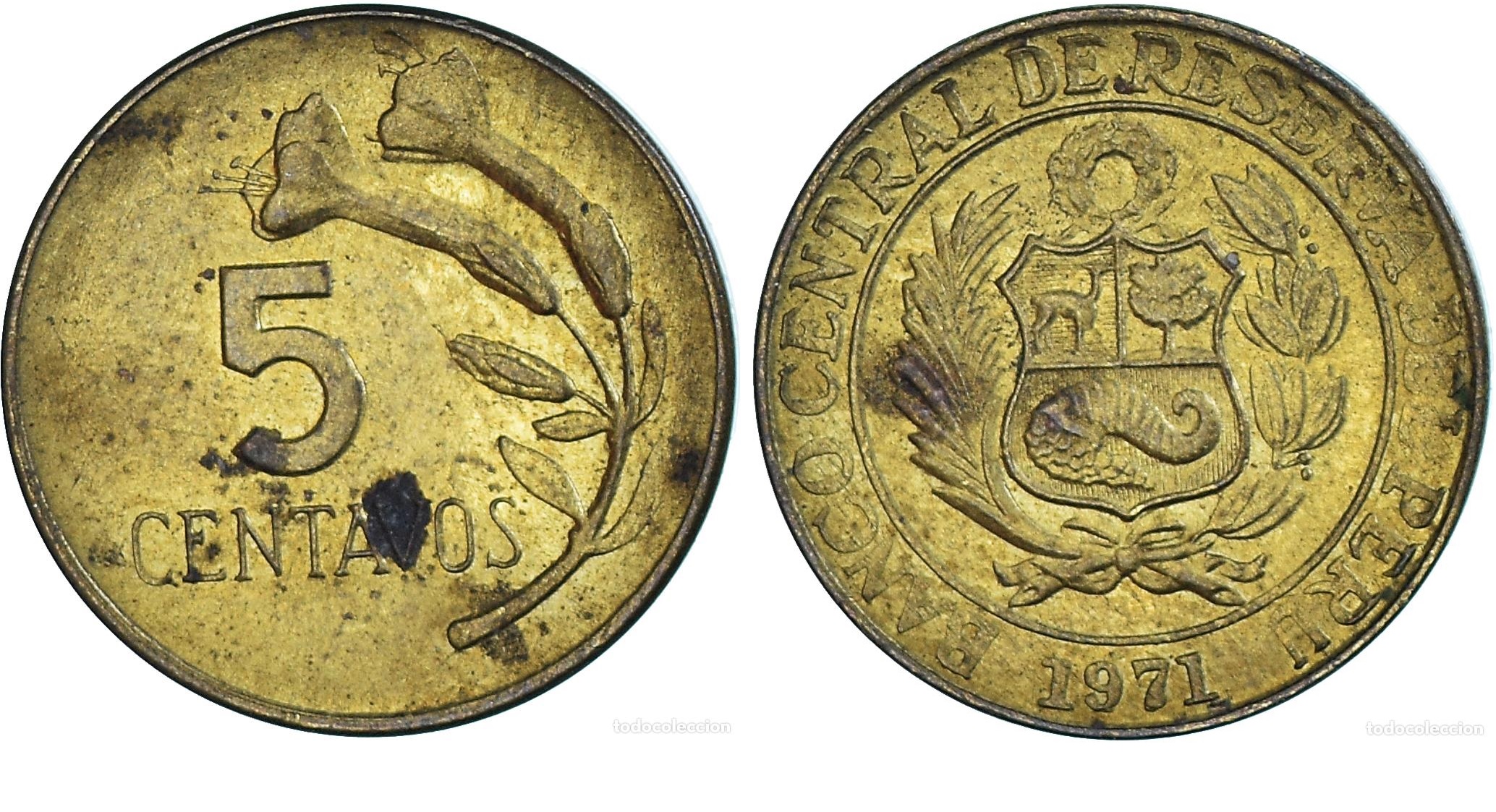 MONEDA 5 CENTAVOS 1971 PERÚ
