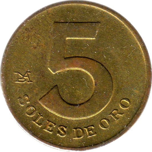 MONEDA 5 CINCO SOLES DE ORO 1981 PERÚ