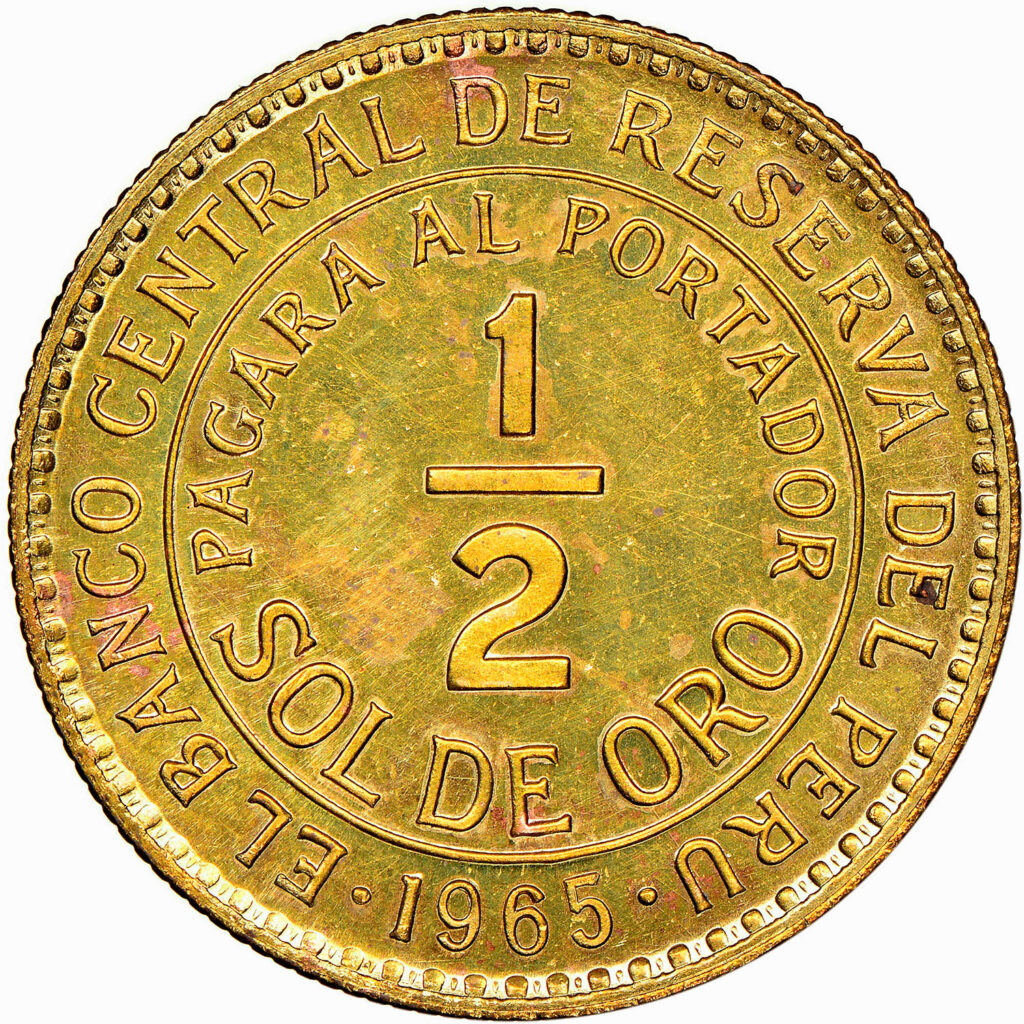 MONEDA MEDIO SOL DE ORO 1964 PERÚ