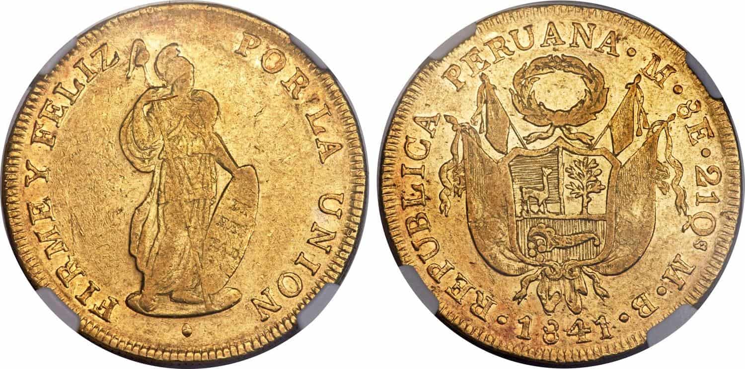 1 ESCUDO DE ORO 1841 PERÚ