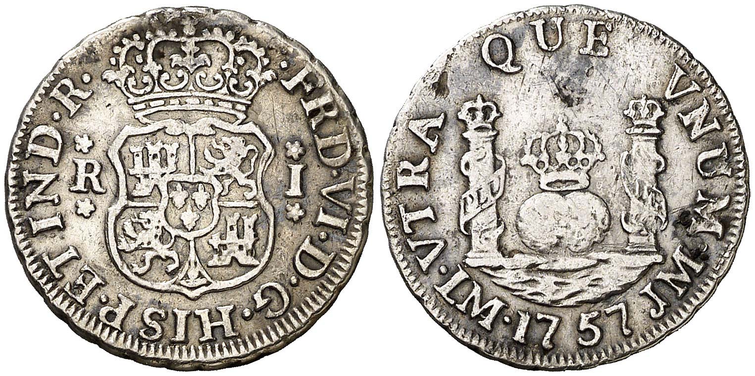 1 REAL DE PLATA DE 1757 PERÚ
