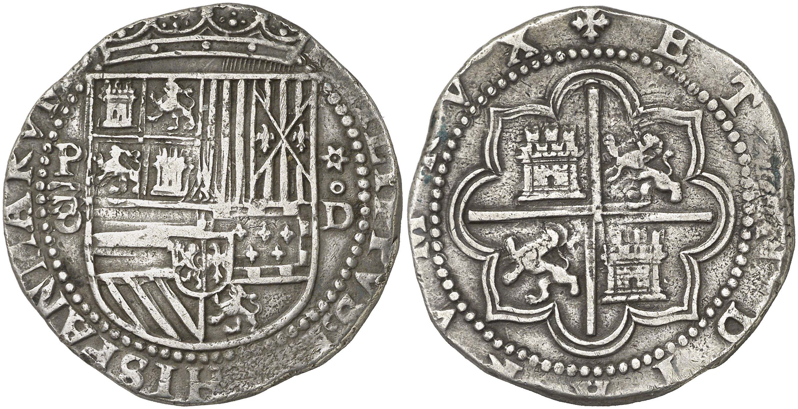 8 REALES DE PLATA 1577 PERÚ FELIPE II