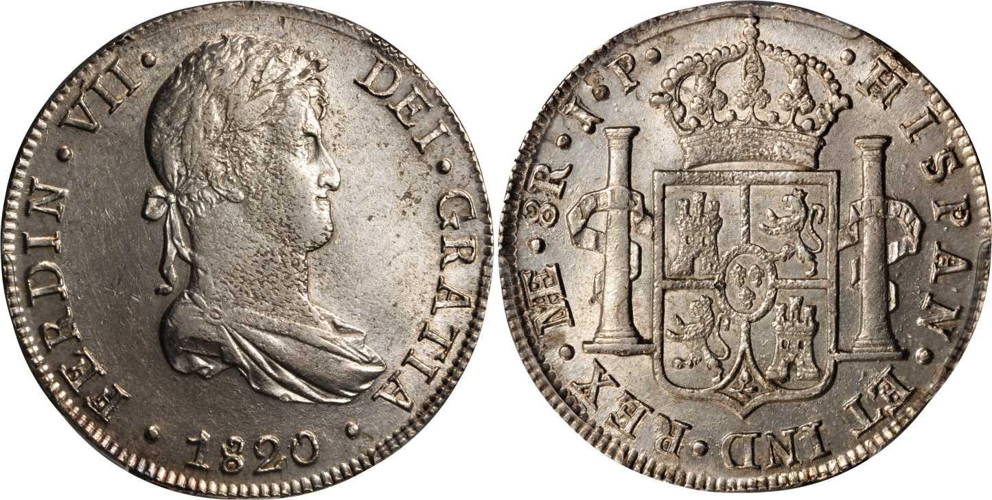 MEDIO REAL DE PLATA 1820 PERU FERNANDO VII