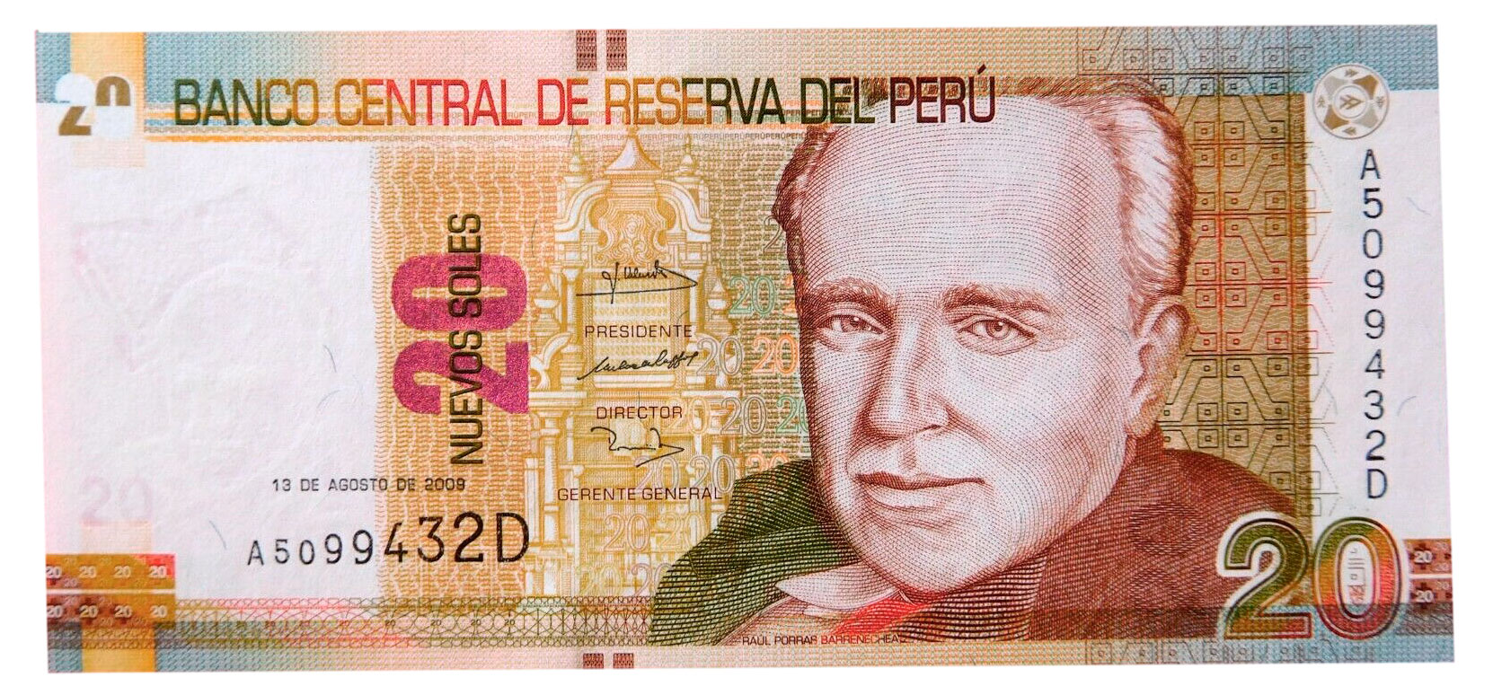 BILLETE 20 VEINTE NUEVOS SOLES 2009 PERU