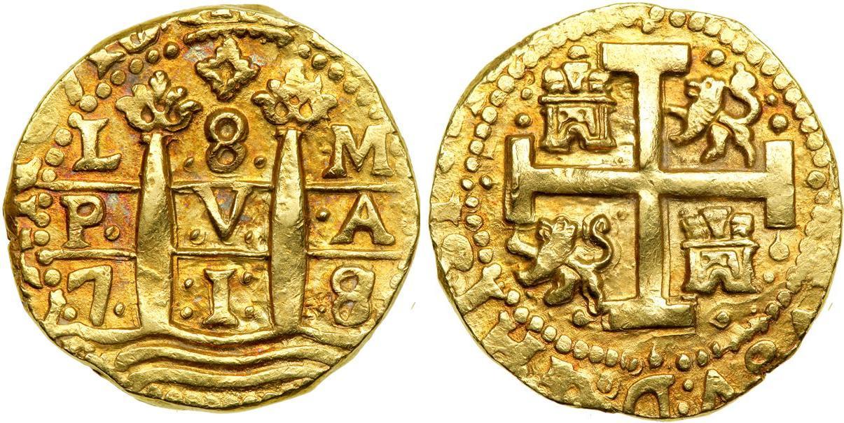 8 ESCUDOS 1712 FELIPE V CECA LIMA
