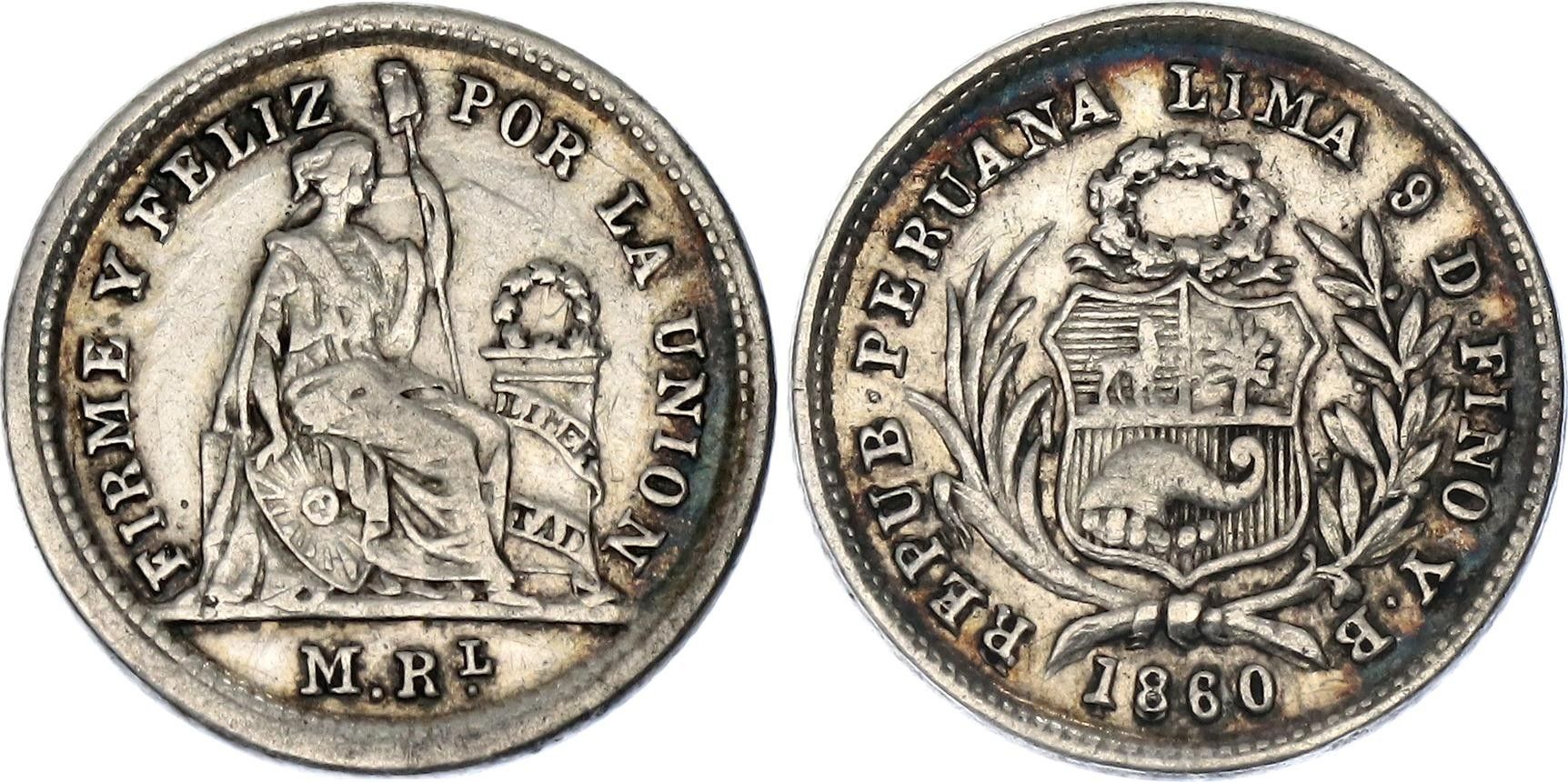 MONEDA MEDIO REAL 1860 PERÚ