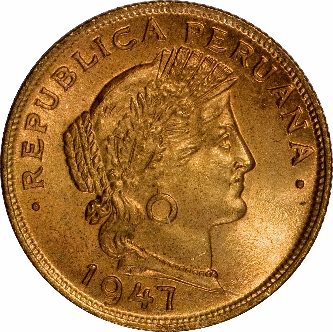 MONEDA 20 CENTAVOS 1947 PERÚ